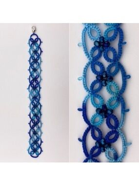 Tatted Blue Bracelet with Beading